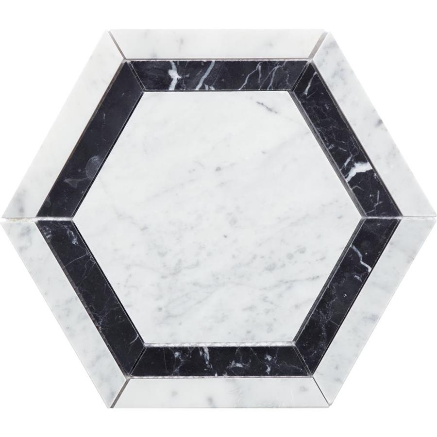Anatolia Tile 10-Pack Marquina 8-in x 8-in Hexagon Marble Mosaic Floor