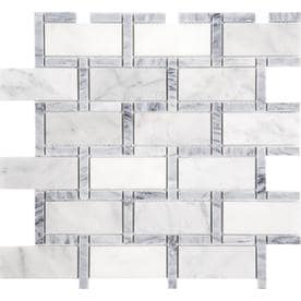 Anatolia Tile Carrara Grigio 12-in x 12-in Brick Marble Mosaic Subway Tile (Common: 12-in x 12-in; Actual: 11.73-in x 11.73-in)