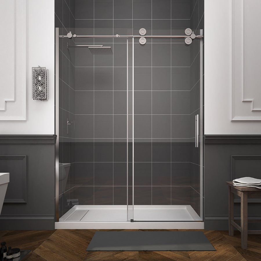 Shop OVE Decors Sydney 56in to 59.5in W Frameless Polished Chrome Sliding Shower Door at Lowes.com