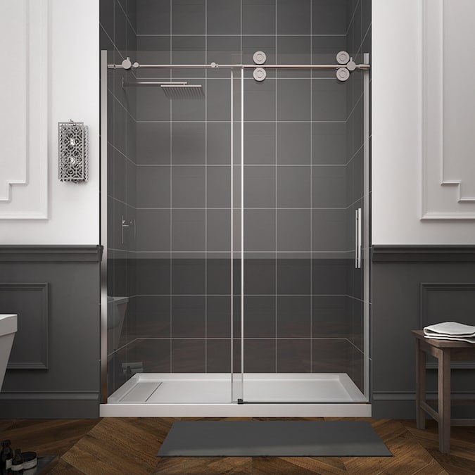 OVE Decors Sydney 56in to 59in W Frameless Polished Chrome Sliding Shower Door in the Shower