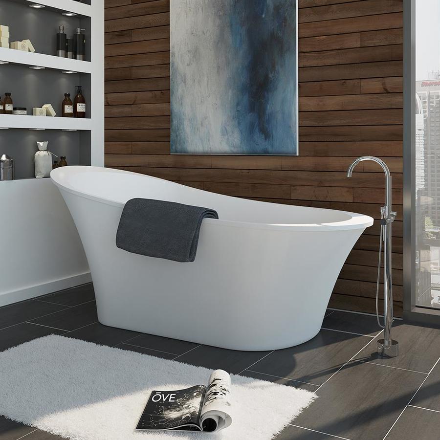 Shop Bathtubs at Lowes.com - OVE Decors Rachel Gloss White Acrylic Oval Freestanding Bathtub with Front  Center Drain (Common: