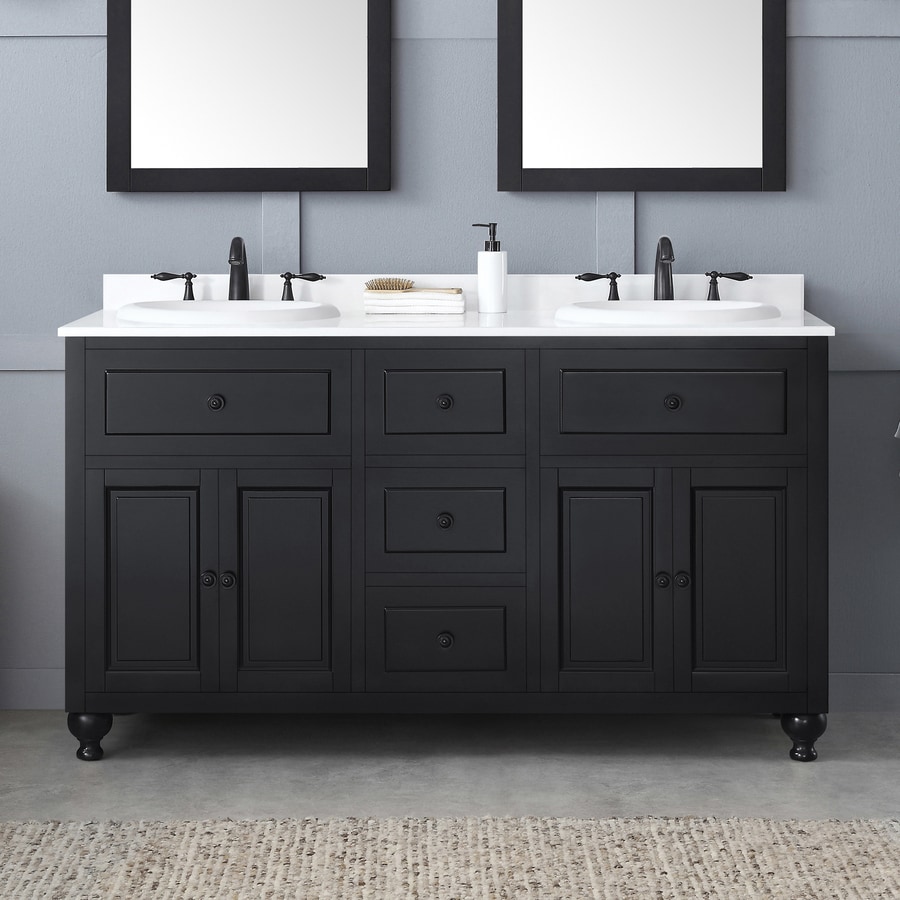 OVE Decors Kensington Antique black Drop-In Double Sink ...