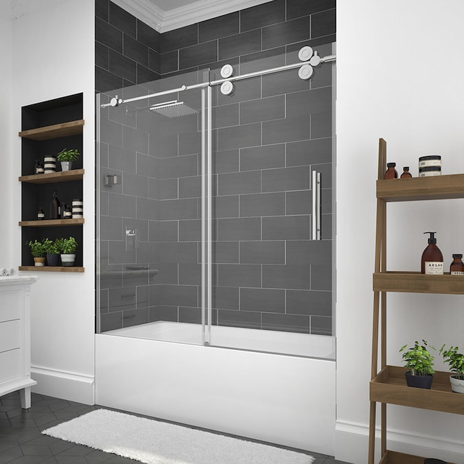 OVE Decors Sydney 59.5in W x 59.0in H Frameless Bathtub Door at