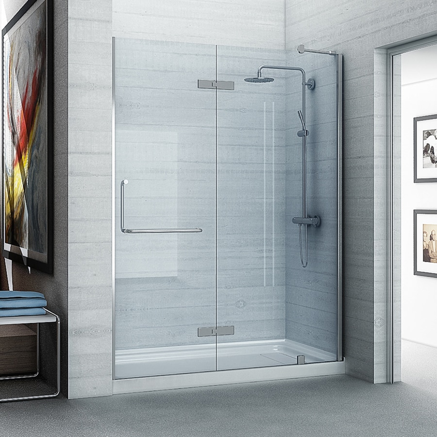 OVE Decors Shelby 58.25in to 59.75in W Frameless Polished Chrome Hinged Shower Door at