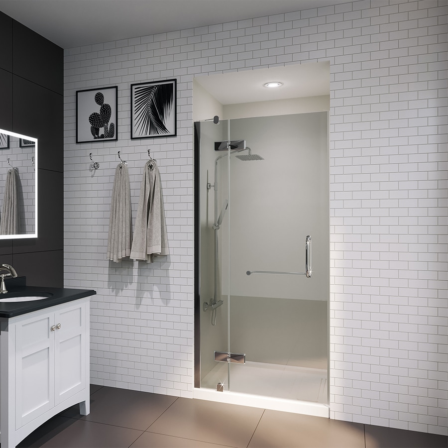 OVE Decors Shelby 34.25in to 35.75in W Frameless Hinged Polished Chrome Shower Door at