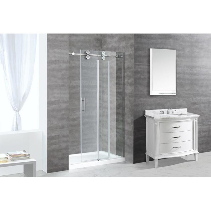 OVE Decors Sydney 78.75in H x 46.25in to 47.75in W Frameless Sliding Polished chrome Shower