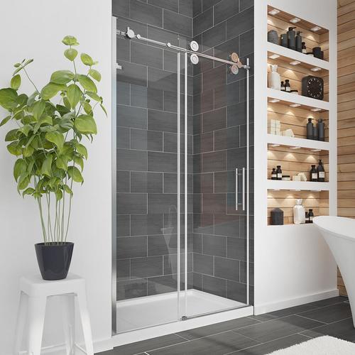 OVE Decors Sydney 46.25in to 47.75in W Frameless Bypass/Sliding Polished Chrome Shower Door at