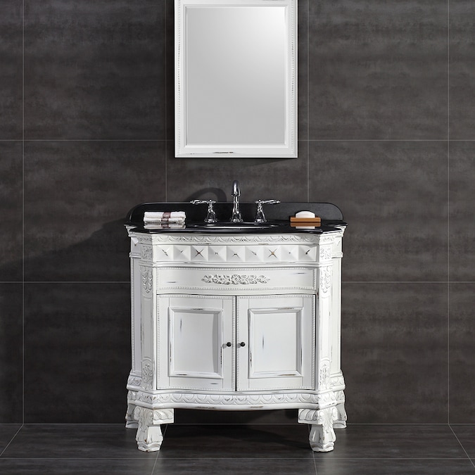 Ove Decors York 36 In Antique White, 36 Inch White Bathroom Vanity With Granite Top