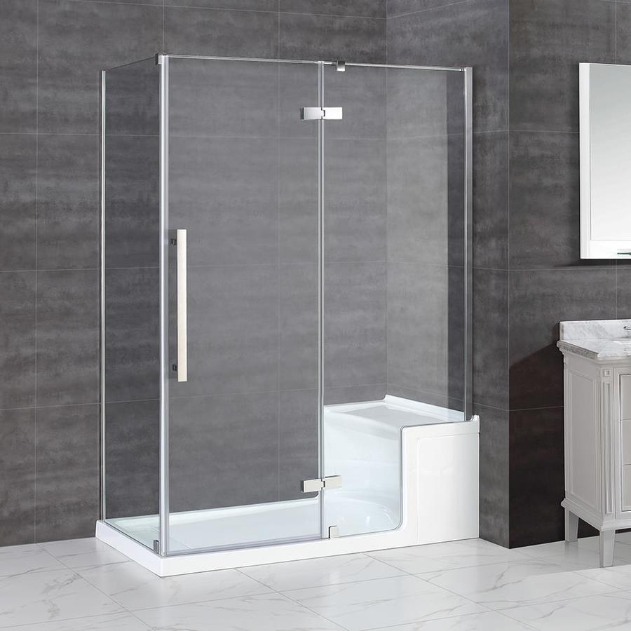 OVE Decors Monterey 58.25in to 58.75in W Frameless Polished chrome Hinged Shower Door at