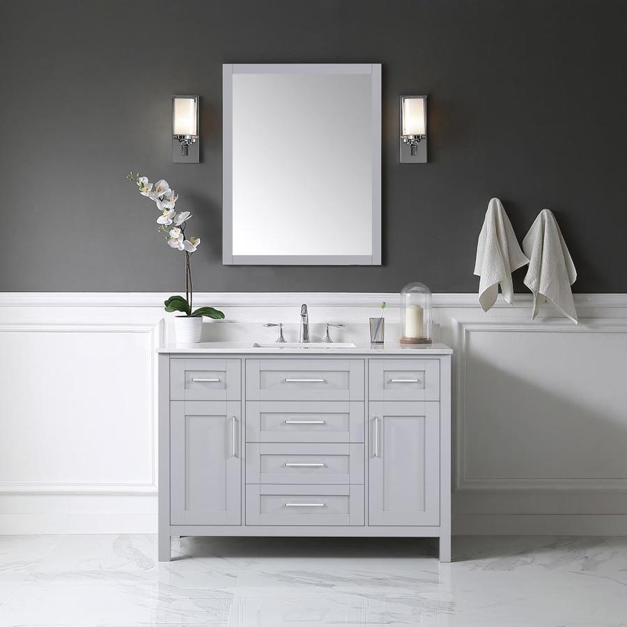 OVE Decors Tahoe 48-in Dove Gray Single Sink Bathroom Vanity with White ...