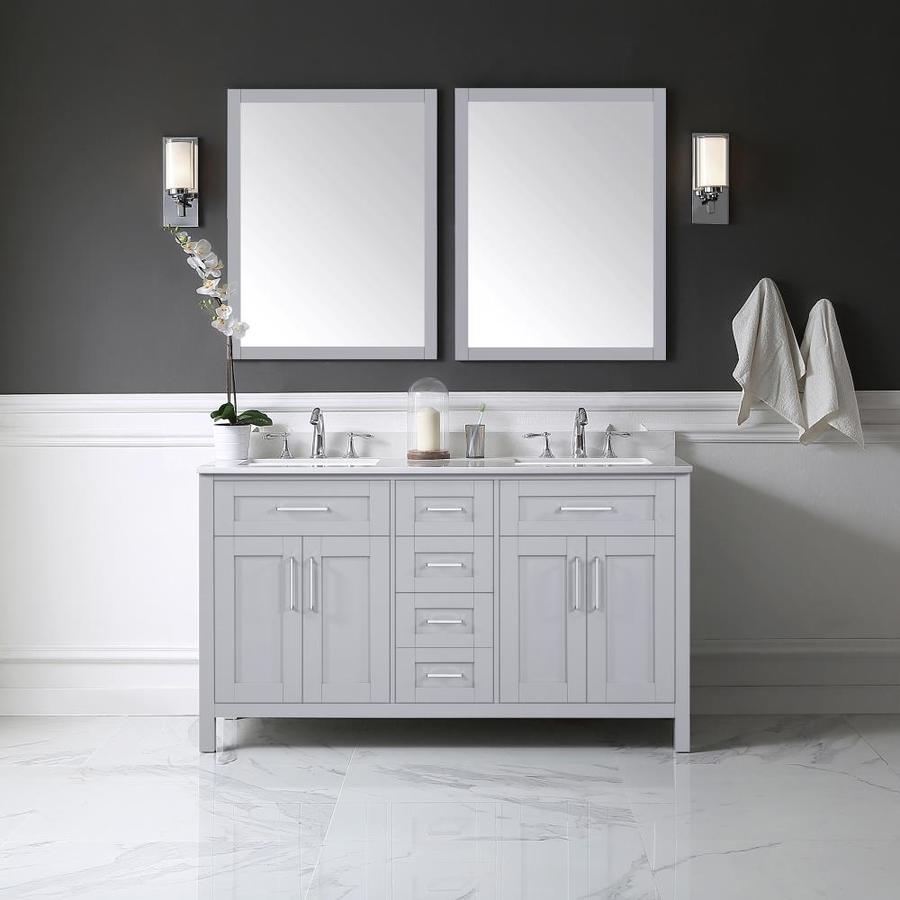 Ove Decors Tahoe 60 In Dove Gray Double Sink Bathroom Vanity