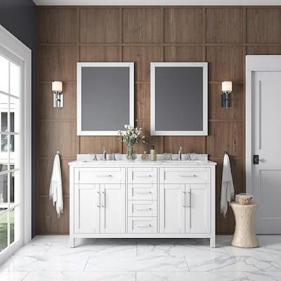 Ove Decors Tahoe 60 In White Double Sink Bathroom Vanity With