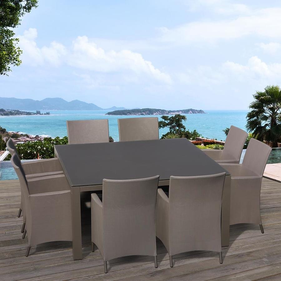 Ove Decors Calais 9 Piece Metal Frame Patio Dining Set With Gray Ove Decors Calais 9 Piece Metal Frame Patio Dining Set With Gray Textilene Cushions