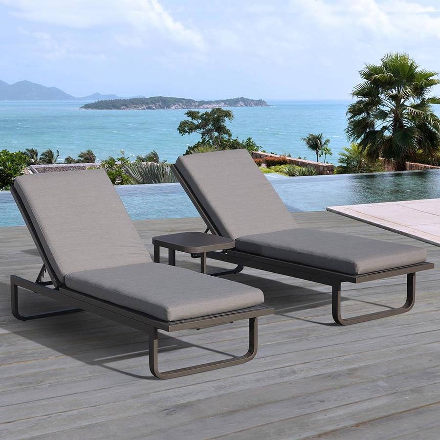 OVE Decors Vienna Set of 2 Gray Aluminum Patio Chaise ...