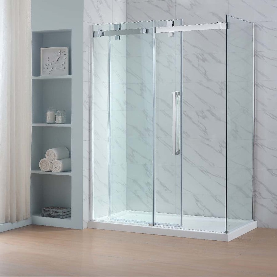 OVE Decors Glendale 78.75in H x 30.375in W Clear Shower Glass Panel at
