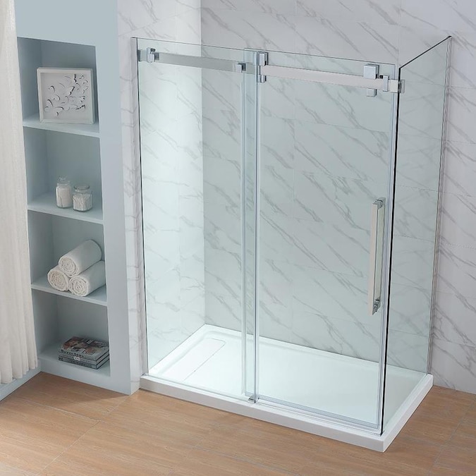 OVE Decors Glendale 78.75in H x 30.375in W Clear Shower Glass Panel in the Bathtub & Shower