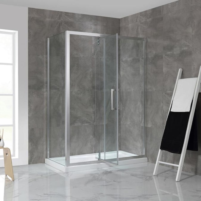 OVE Decors Estero 78.74in H x 58.25in to 59.75in W Framed Pivot Polished Chrome Shower Door