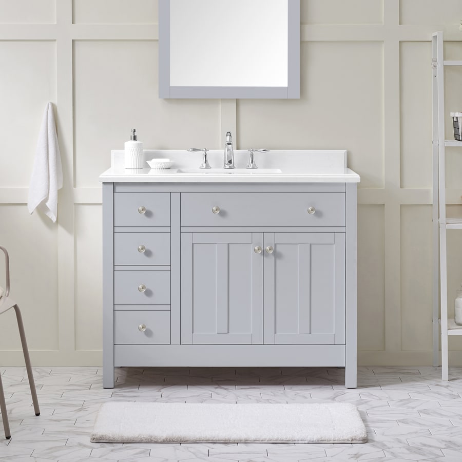 Ove Decors Newcastle 42 In Dove Gray Single Sink Bathroom Vanity With Yves Cultured Marble Top 