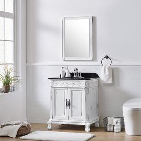 Off White Bathroom Vanities With Tops At Lowes Ove Decors T Antique White Single Sink Vanity With Black Granite Top Common 30