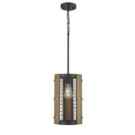 OVE Decors Finn I 1-Light LED Black & Wood Pendant Light