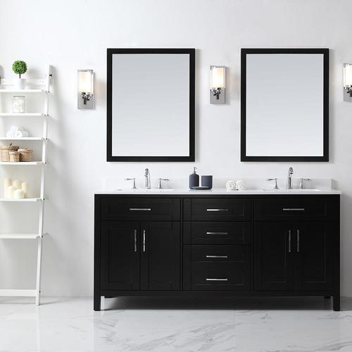 OVE Decors Tahoe 72in Espresso Double Sink Bathroom Vanity with White