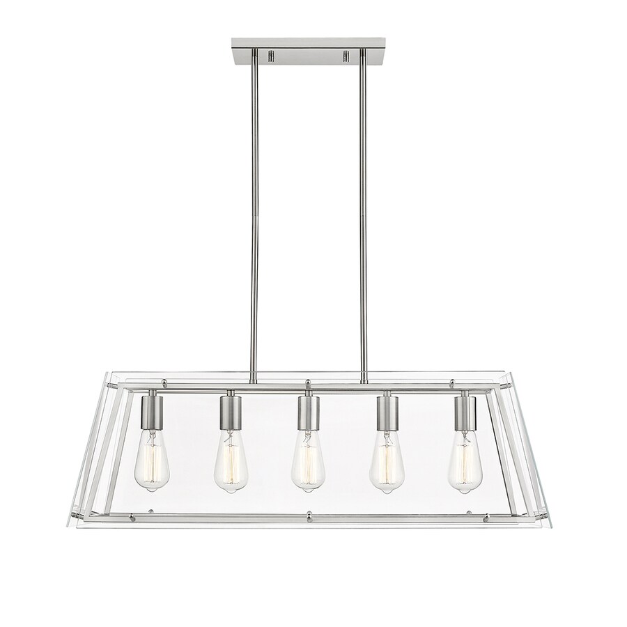 OVE Decors Evan Brushed Nickel Linear Modern/Contemporary Clear Glass Rectangle LED Pendant