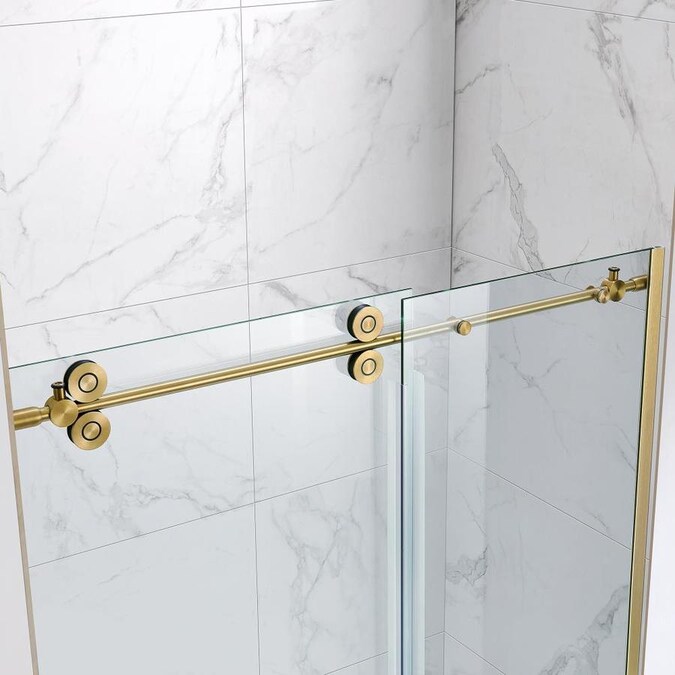 OVE Decors Sydney 78.75in H x 46.25in to 47.75in W Frameless Bypass/Sliding Gold Shower Door