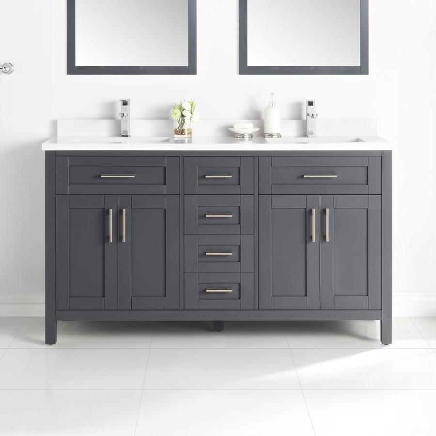 OVE Decors Tahoe-Lux 60-in Dark Charcoal Vanity with Power Bar ...