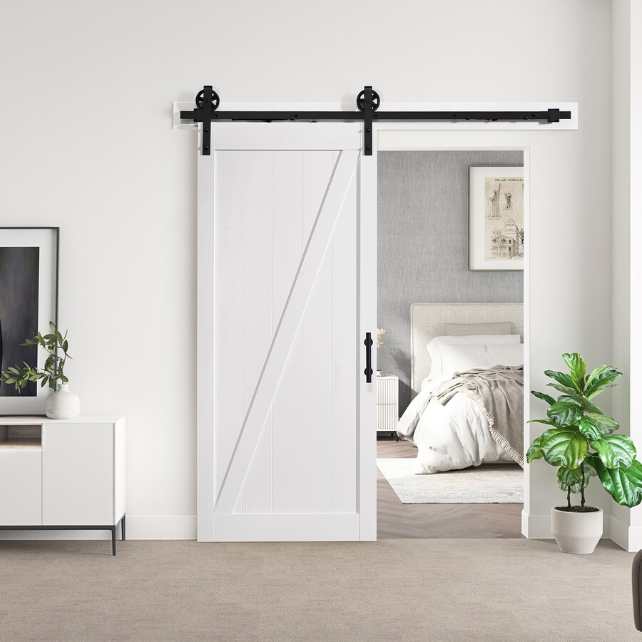 OVE Decors Cornwall Z Textured White Barn Door Kit with Barn Door