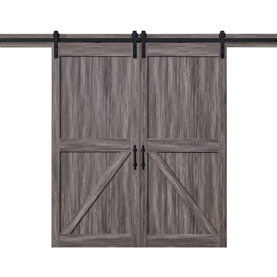 OVE Decors Westbridge Half Z Textured Aged Wood Double Barn Door Kit with UShape Rollers in the