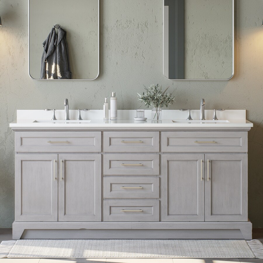 allen + roth Felix 72in Vintage Gray Undermount Double Sink Bathroom