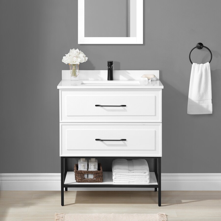 allen + roth Renz 30in White Undermount Single Sink Bathroom Vanity