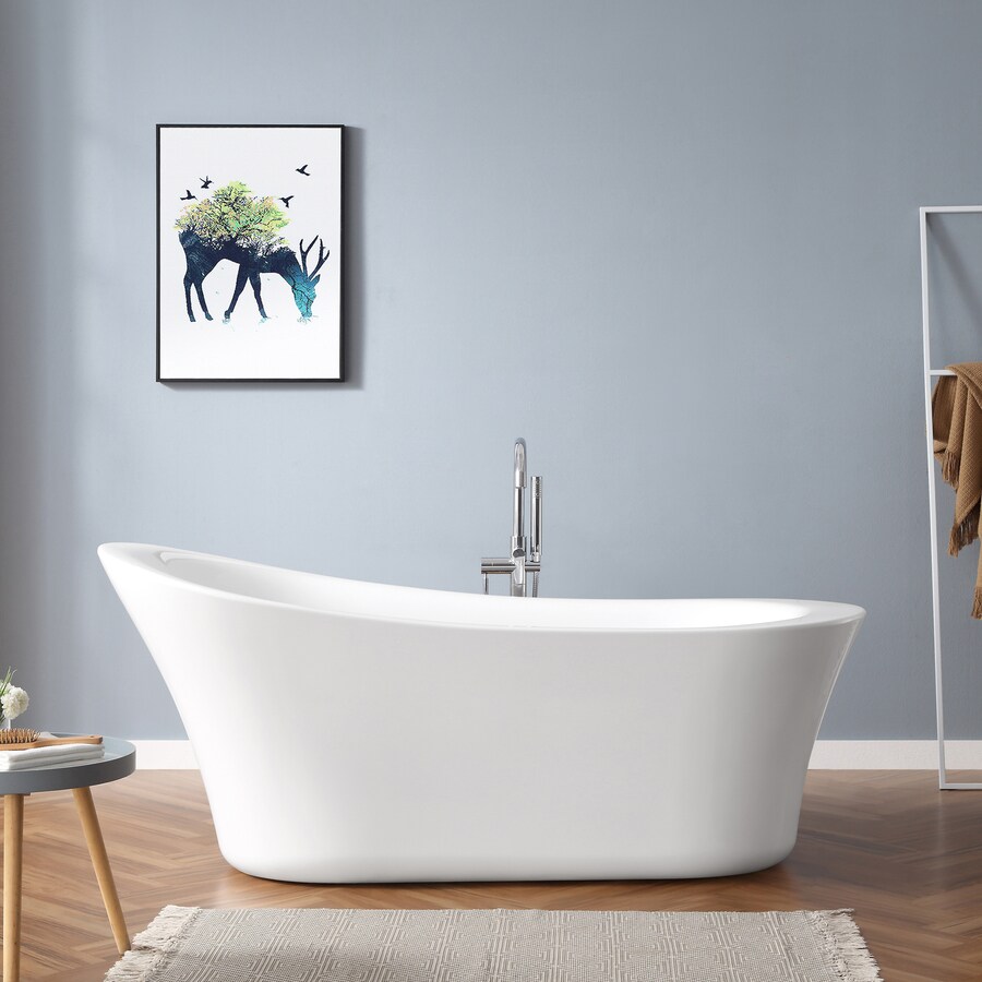 allen + roth Rachel 70in Freestanding Bathtub with Chrome Drain (A+R