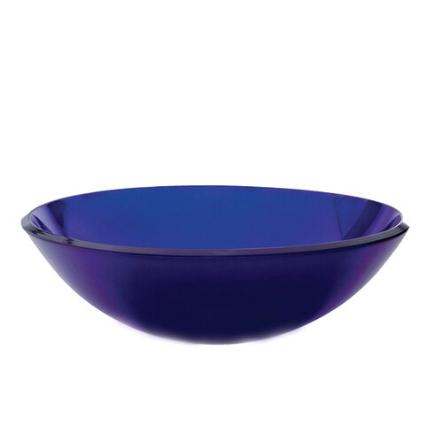 DECOLAV Translucence Cobalt Blue Glass DropIn Round Bathroom Sink (17