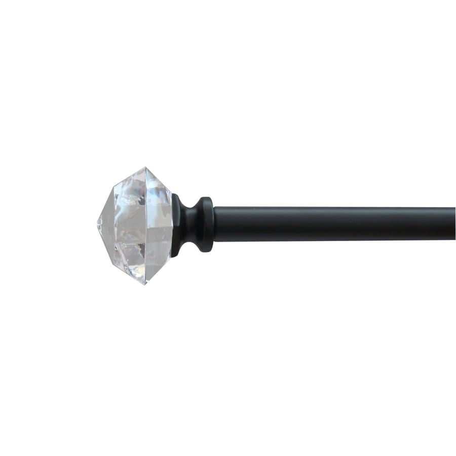 Style Selections 28in to 48in Clear/Black Steel Single Curtain Rod at