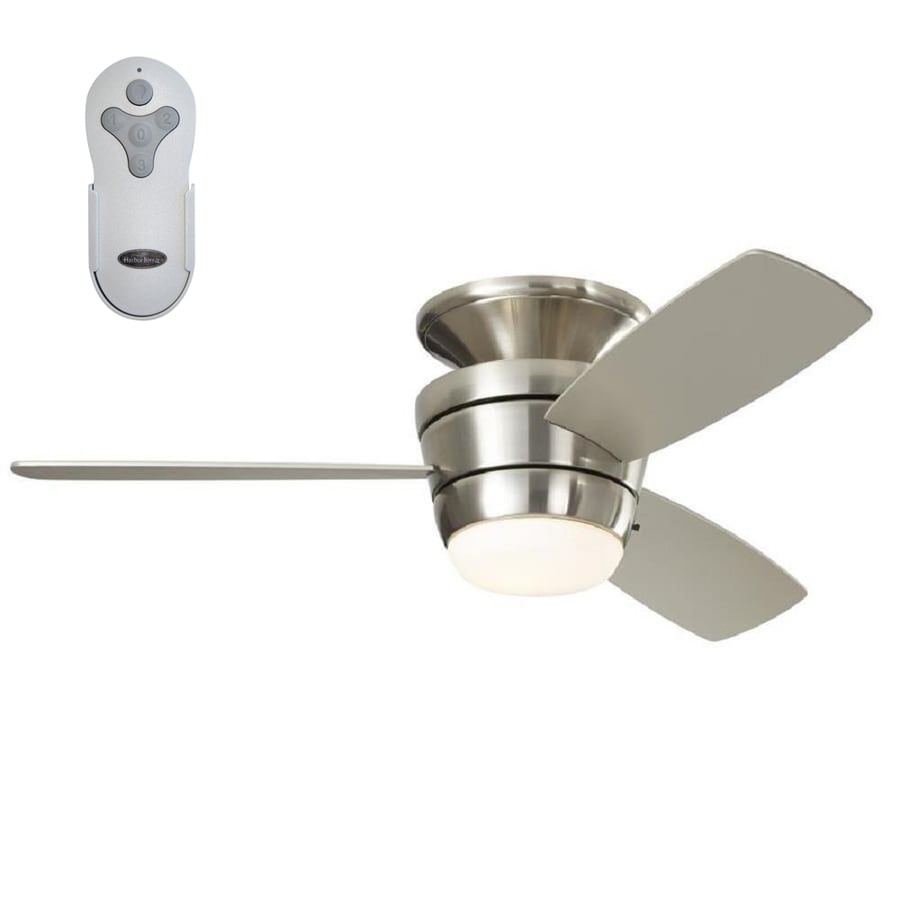 Harbor Breeze Mazon 44 In Brush Nickel Indoor Flush Mount Ceiling Fan With Light And Remote 3 Blade In The Ceiling Fans Department At Lowes Com