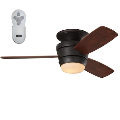 Mazon 44 In Oil Rubbed Bronze Led Indoor Flush Mount Ceiling Fan With Light Kit And Remote 3 Blade