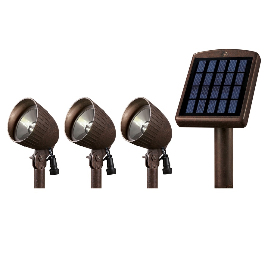 Portfolio 3Pack Painted Bronze SolarPowered LED SpotLights at