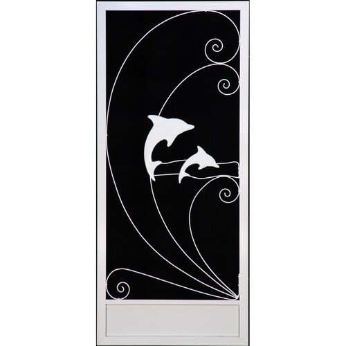 Suntech Doors 36" White Left Hand Dolphin Screen Door in the Screen