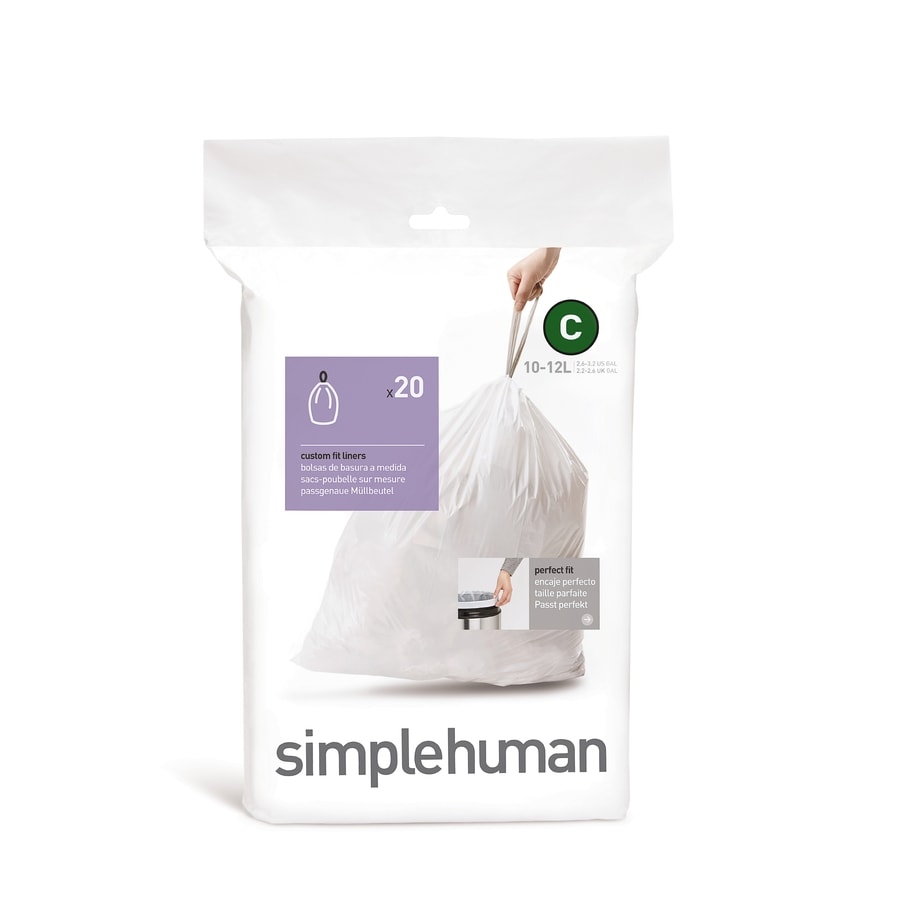 Simplehuman Code C 20 Count 3 2 Gallon White Plastic Trash Bags At Simplehuman Code C 20 Count 3 2 Gallon White Plastic Trash Bags