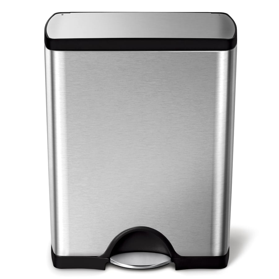 Shop simplehuman Rectangular 50Liter Brushed Stainless Steel Wheeled