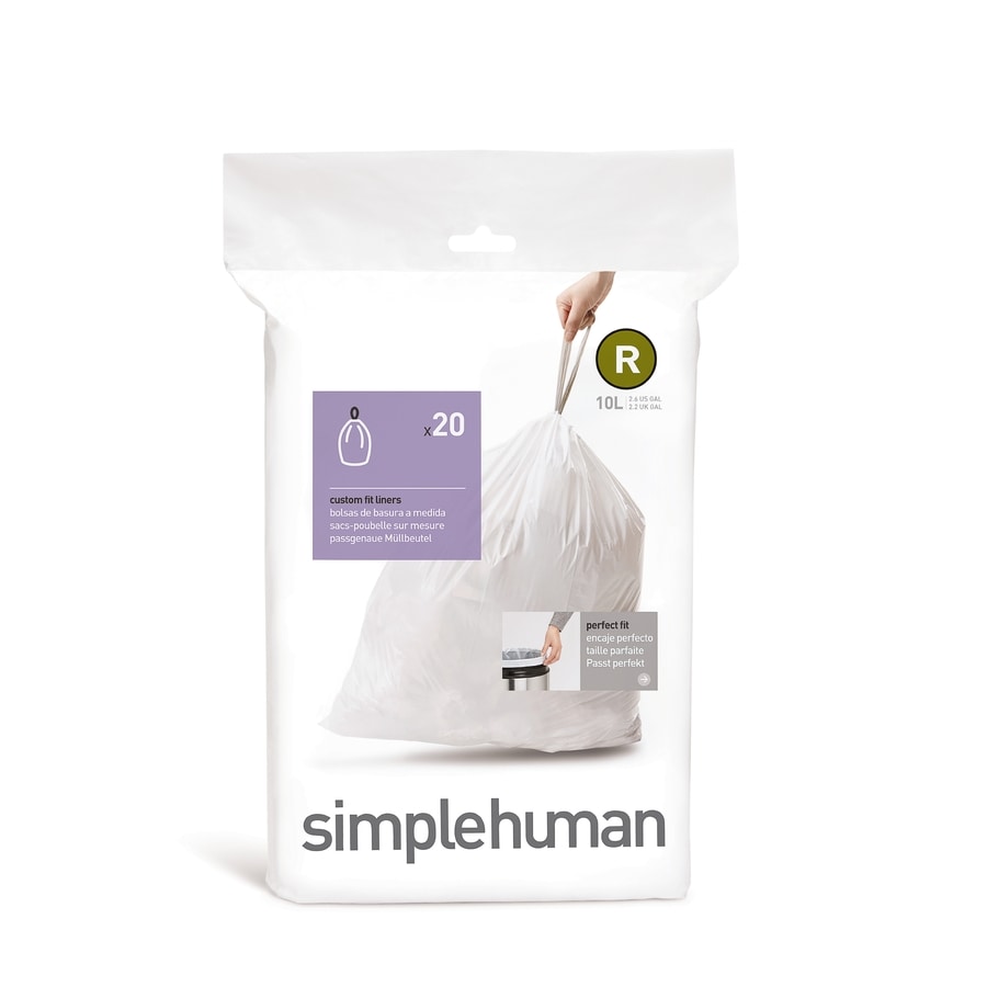 Simplehuman Code R 20-Count 2.6-Gallon White Plastic Trash-Bags at