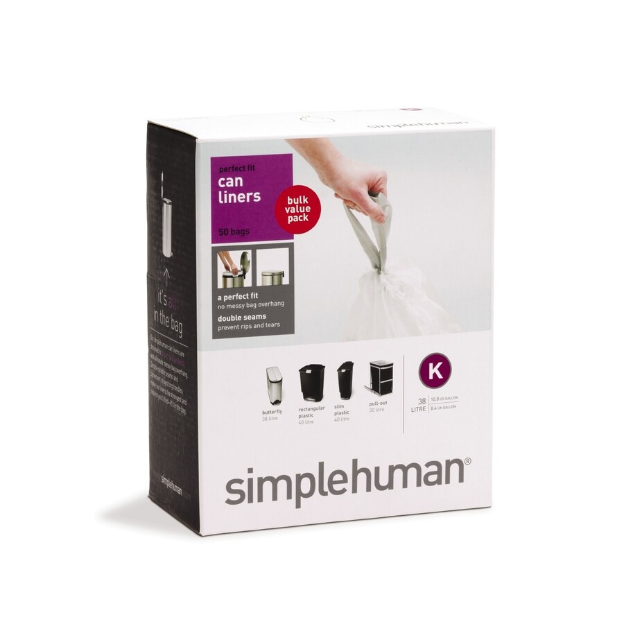 simplehuman 50-Pack 10-Gallon Trash Bag in the Trash Bags department at