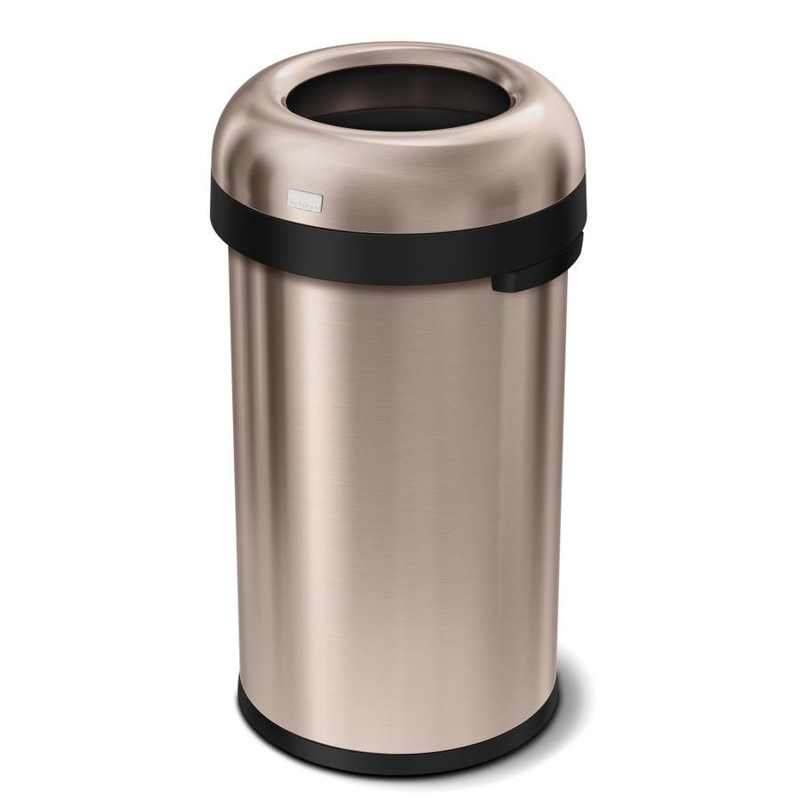 Simplehuman Bullet Open-Top 60-Liter Rose Gold Stainless Steel 60 Liter Stainless Steel Trash Can