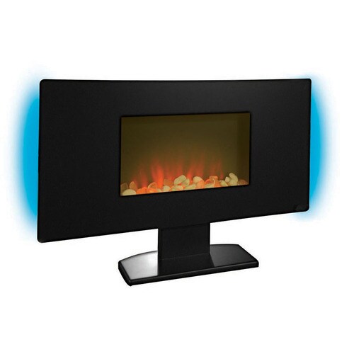 Estate Design 35.46in Black Glass WallMount Electric Fireplace at