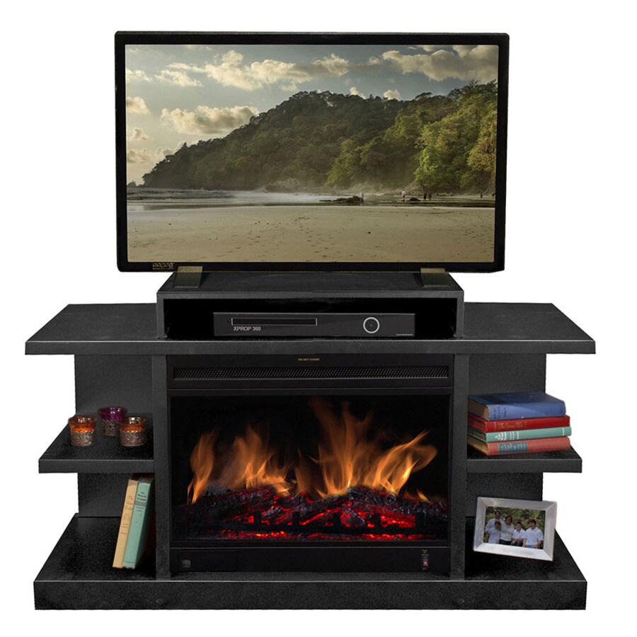 Estate Design 46in W Black Stained Electric Fireplace at