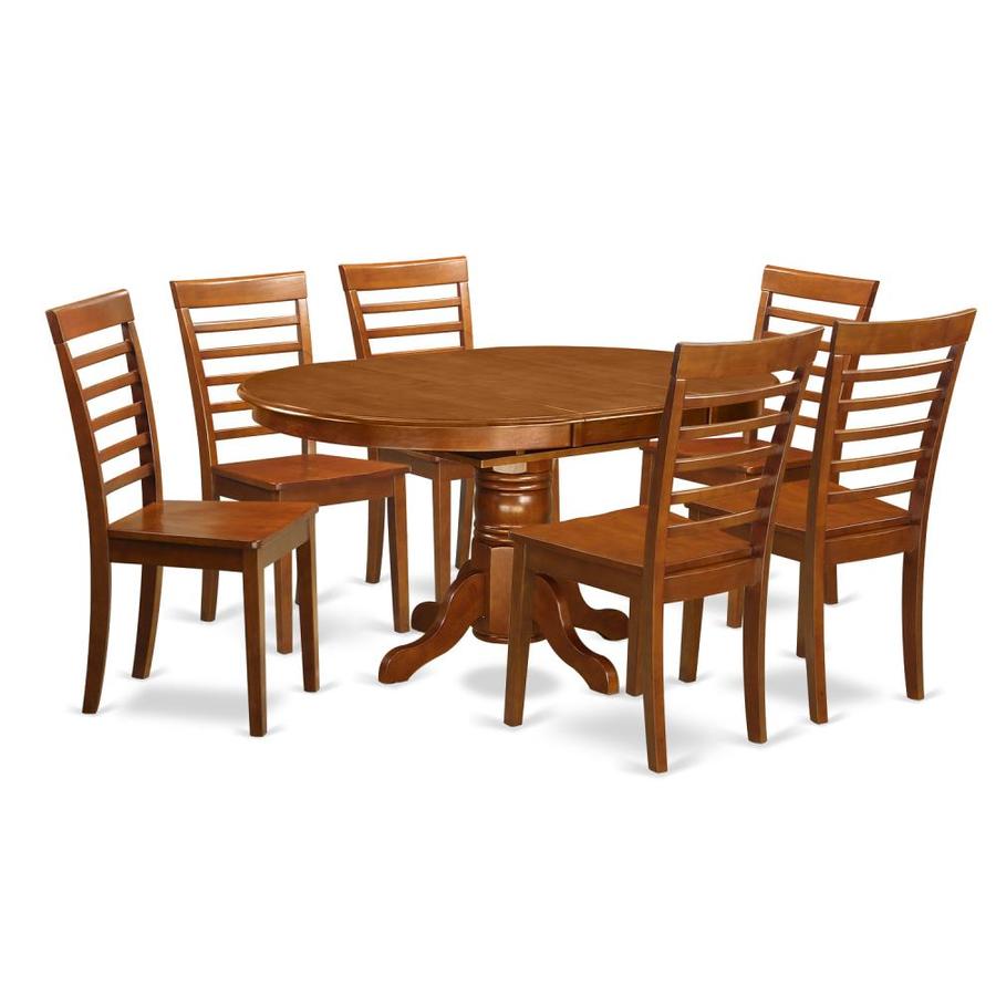 East West Furniture Avon Saddle Brown Dining Set With Oval Table at ...