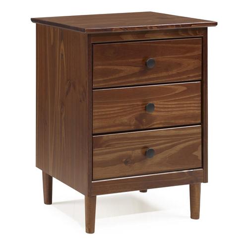 Walker Edison Modern 3 Drawer Nightstand- Walnut at Lowes.com