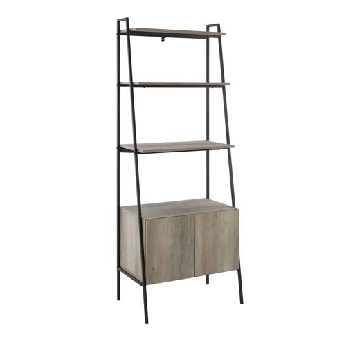 Walker Edison Grey Wash Metal 4-Shelf Ladder Bookcase at ...