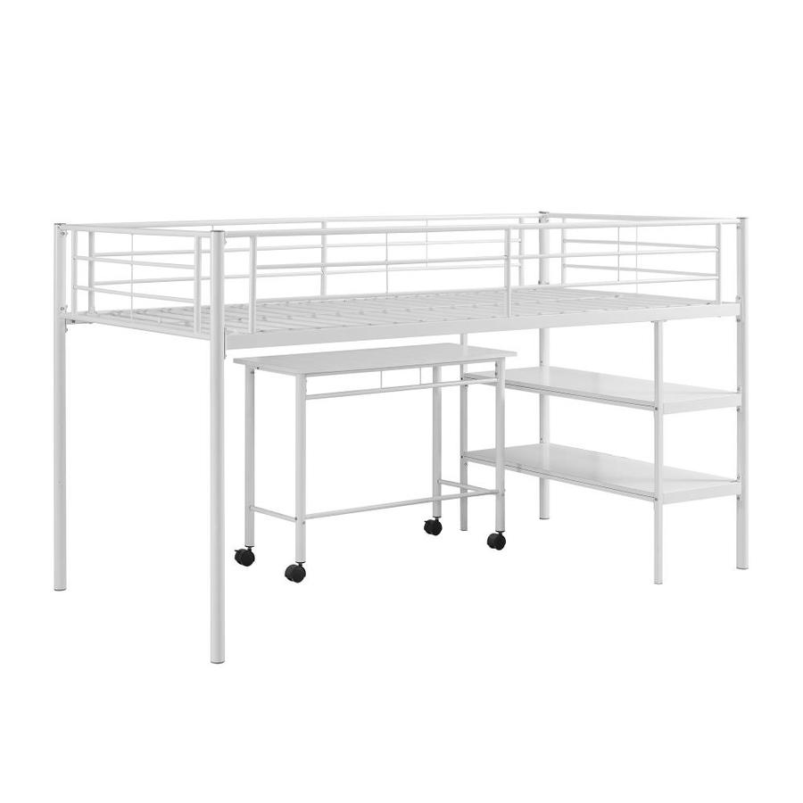 Walker Edison Premium Metal Twin Low Loft Bed With Desk